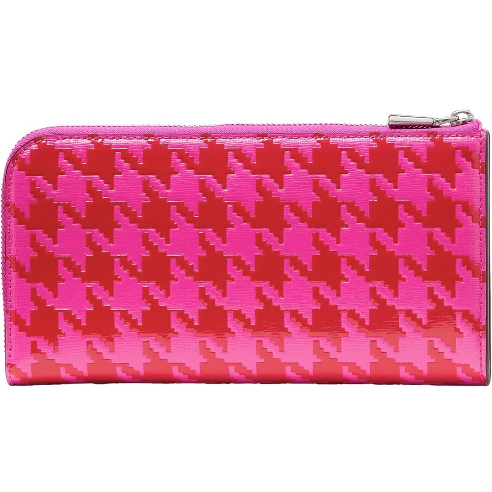 Kate Spade NWT Pink & Red Houndstooth Zip Wallet